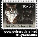 Scott 2374 mint 22c - Cats - Maine Coon, Burmese