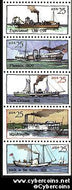 Scott 2405-9 mint 25c - Steamboat, bklt pane, 5 varieties, attached
