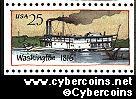 Scott 2408 mint 25c - Steamboat - "Washington, 1816"