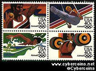 Scott C105-8 mint 40c - Summer Olympics, 4 attached