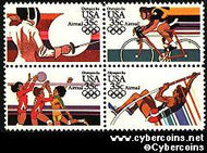 Scott C109-12 mint 35c - Summer Olympics, 4 attached