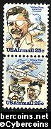 Scott C95-96 mint 25c - Wiley Post & Planes, 2 attached