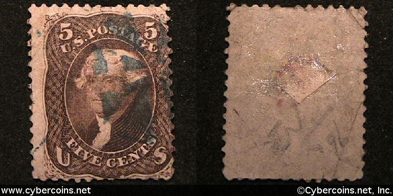 US #76 5 Cents Jefferson - Used - some details