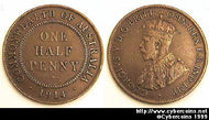 Australia, 1914 - 1/2 penny, XF, KM22