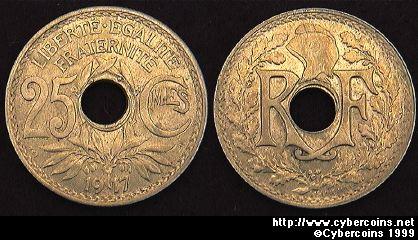France, 1917, 25 centimes, UNC, KM867a