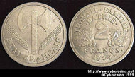 France/Vichy, 1944B, 2 francs, UNC, KM904.2
