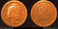 Portugal, 1925, 20 centavos, AU, KM574