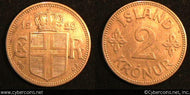 Iceland, 1929, VF, KM4.1 - 2 kronur. Even wear