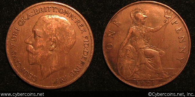 Great Britain, 1921, Penny, XF, KM810 -