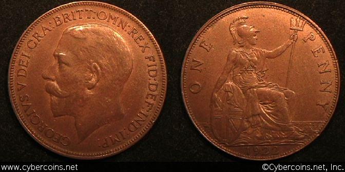 Great Britain, 1922, 1 penny, XF, KM810