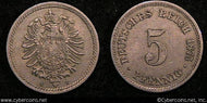 Germany, 1875C, 5 pfennig, XF, KM3