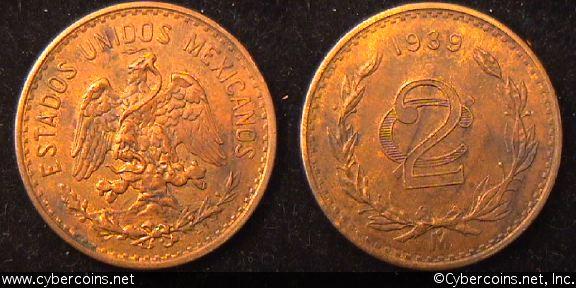 Mexico, 1939,  2 centavos, UNC, KM419