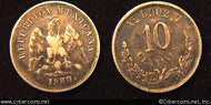 Mexico, 1880AS-L,  10 centavos, VF, KM403