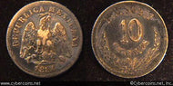 Mexico, 1884HoM,  10 centavos, XF, KM403.6