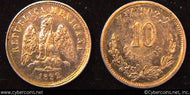 Mexico, 1892Zs-Z, 10 centavos, AU, KM403.10