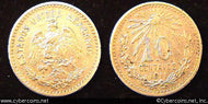 Mexico, 1911 wide date, 10 centavos, XF, KM428