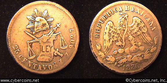 Mexico, 1886ZsZ,  25 centavos, VF, KM406.9