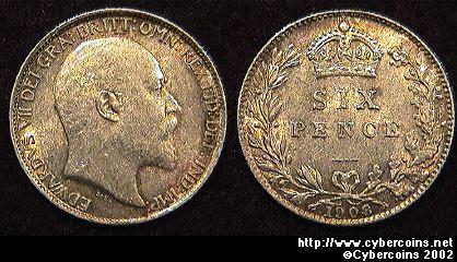 Great Britain, 1908, 6 pence, AU, KM799