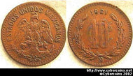 Mexico, 1921, 10 centavos,  XF, KM430