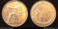 Italy, 1924, 1 lira, AU, KM62