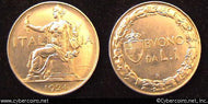 Italy, 1924, 1 lira, AU, KM62