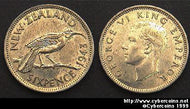 New Zealand, 1943, 6 pence, AU, KM8