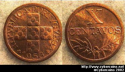 Portugal, 1953, 10 centavos, UNC, KM583