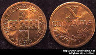 Portugal, 1953, 10 centavos, UNC, KM583