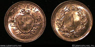 Switzerland, 1936B, 1 rappen, UNC, KM3