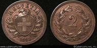 Switzerland, 1893B, 2 rappen, AU, KM4
