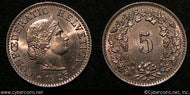 Switzerland, 1925B, 5 rappen, BU, KM26