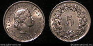 Switzerland, 1963B, 5 rappen, AU, KM26