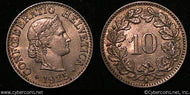 Switzerland, 1925B, 10 rappen, AU, KM27