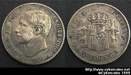 Spain, 1885(86), 1 peseta, VF/XF, KM686