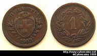 Switzerland, 1903B, 1 rappen, XF, KM3