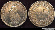 Switzerland, 1904B, 2 francs, XF, KM24