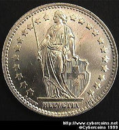 Switzerland, 1945B, 1 franc, BU PL, KM24