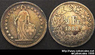 Switzerland, 1882B, 1/2 franc, VF, KM23