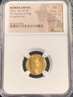 Roman Empire, Nero, gold Aureus AD  54-68, Jupiter standing, NGC authenticated