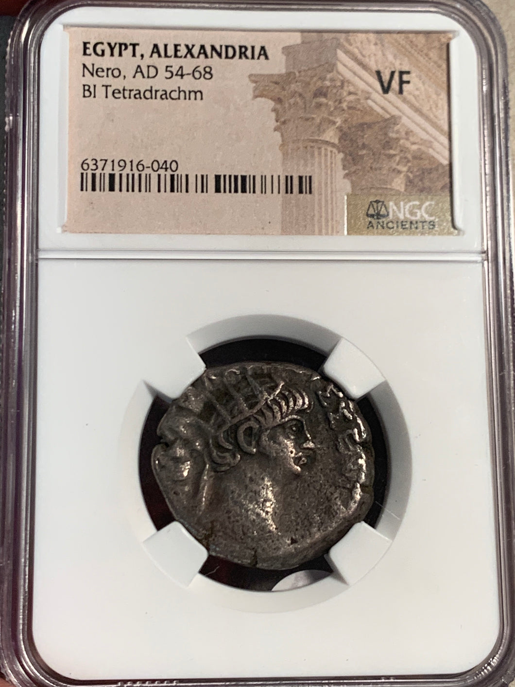 Roman Empire, Egypt Alexandria. Nero, silver tetradrachm AD  54-68, NGC authenticated