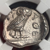Silver Egyptian Struck Owl, 5th-4th century BC, Tetrdrachm, NGC Mint State strike 3/5, surface 4/5