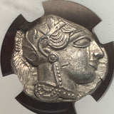 Silver Egyptian Struck Owl, 5th-4th century BC, Tetrdrachm, NGC Mint State strike 3/5, surface 4/5