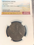Byzantine Empire, 1020-1028 AD,  Follis, NGC authenticated