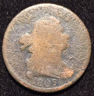 1803 Draped Bust Half Cent - G, corroded