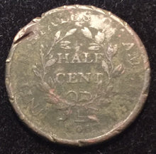 1808 Draped Bust Half Cent - F, corroded with hits