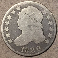 1820 Capped Bust Dime, Grade= G, small scratch on reverse