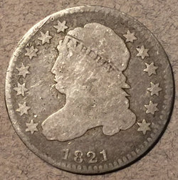 1821 Capped Bust Dime, Grade= VG, minor marks