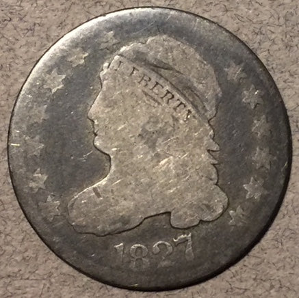 1827 Capped Bust Dime, Grade= G/AG