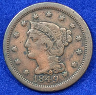 1849, VF Braided Hair Large Cent