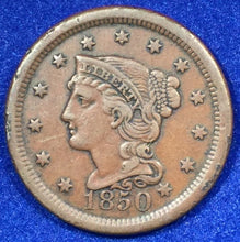 1850, XF Braided Hair Large Cent, several tiny rim ticks. Exact coin imaged.